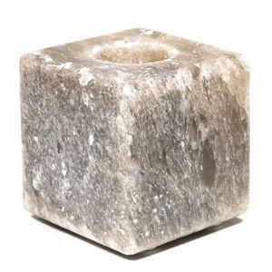 Salzkristall-Teelichhalter Würfel grau -- 1350g