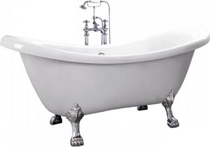 HOME DELUXE - wanna wolnostojąca - FAMA, biały - wymiary: ok. 176 x 74 x 79 cm - pojemność: 204 litry, z zabezpieczeniem przeciwprzelewowym, syfonem i zamknięciem - z nóżkami I Spa, dla 2 osób, wanna wewnętrzna