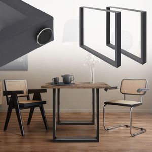 ECD Germany 2x stolová noha ze čtvercových profilů, 70x72 cm, antracitová barva