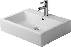 Duravit Aufsatzbecken VERO mit Überlauf, Hahnlochbank, 595 x 465 mm, geschliffen 1 Hahnloch weiß