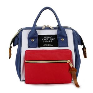 3in1 Damen Schultertasche Handtasche Rucksack in Bunt (Blau/Weiß/Rot), Frauen Tasche, Multifunktionstasche