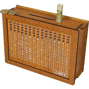 Autplock Spardose Holz Sparbüchse SparBox mit Sparziel und Zahlen zum ankreuzen Holzkiste Sparbüchse für Kinder (2000€)