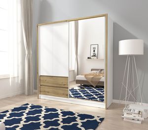 MINIO Šatníková skriňa SARA 200 cm biela / dub artisan