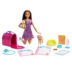 Barbie Hunde-Adoption Puppe (brünett), Spielset mit Zubehör
