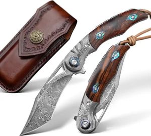 MASTERPIECE Yusuke Damast Jagd-Klappmesser - Braun KP29045