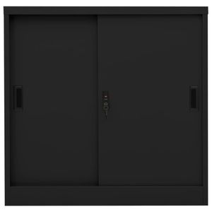 vidaXL Büroschrank mit Schiebetür Schwarz 90x40x90 cm Stahl