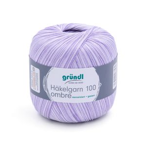 Gründl Häkelgarn ombre Stärke 10, Filethäkelgarn, 100 g, 100 % Baumwolle, Farbverlauf lavendel (02)