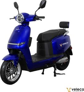 Veleco Sparky - Elektromoped - Lithium Ionen Akku - 2000W - 45 km/h - 3 Gänge - Straßenzulassung - 2 Sitzer - E-Scooter (Blau)