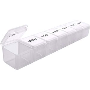 Wochendispenser Pillenbox Pillendosen, 7 Tage Tablettendispenser  für Vitamine, Fischöle Nahrungsergänzungsmittel Weiß
