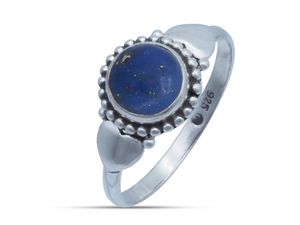 Ring 925 Silber mit Lapis Lazuli, Ringgröße:58 mm / Ø 18.5 mm