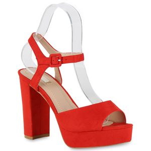 Giralin Damen Plateau Sandaletten Blockabsatz Party Schuhe High Heels 826158, Farbe: Rot, Größe: 37