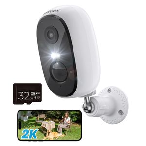 ieGeek 2K Überwachungskamera Aussen Akku, WLAN Kamera Outdoor mit Farbnachtsicht, Autoerkennung, PIR Bewegungsmelder, 32GB, Alexa