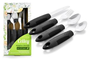 Celley Ergonomisches Besteck für Senioren und Menschen mit Behinderung – 4-teiliges Set