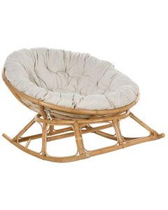 BELIANI Schaukelstuhl Natur / Beige aus Rattan mit Kissen Boho Stil Indoor Outdoor