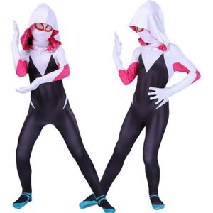 Kinder Mädchen Spider Gwen Stacy Kostüm Spiderman Cosplay Jumpsuit Bodysuit 100-110cm