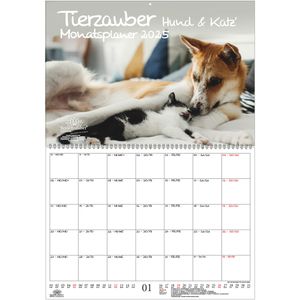 Tierzauber Hund und Katz Planer DIN A2 Kalender für 2025 Katzen und Hunde - Seelenzauber
