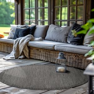 Outdoor Teppich Wetterfest Terrasse Balkon Garten Küchenteppich Flachgewebe Sisal Look Waschbarer Teppich, Schwarz Größe: 200 x 200 cm