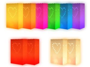 Lichttüten Candle Bags 10er Set - bunte Farben, Modell wählen:Herz