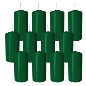 12 Stumpen Kerzen 60x120mm dunkelgrün