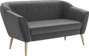 MEBLINI Mini Sofa 2-Sitzer für Wohnzimmer - Mini Lounge für zwei Personen - Küchensofa - Sofa Klein - DORIS - 2 - Dunkelgrau Samt