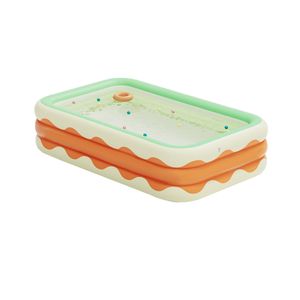 Nafukovací bazén, třívrstvý, skládací, PVC, nafukovací, na terasu, oranžový 1,3M