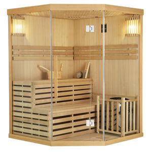 Juskys Tradiční saunová kabina / finská sauna Espoo150 Premium - 150 x 150 cm 6 kW
