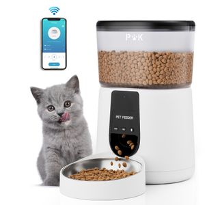 4L WIFI Futterautomat Katze & Hund Pet Automatischer Futterspender mit Edelstahlnapf