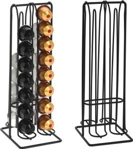 2er Set Kapselhalter Kapselspender für Nespresso-Kapseln je 32 Kaffeekapseln Kapsel Ständer Halter Spender zur Aufbewahrung Kapselständer Stahl Kaffeekapselhalter