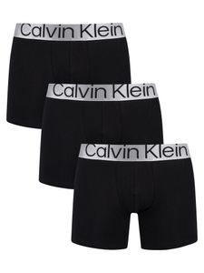 Calvin Klein Herren 3er-Pack Boxershorts aus überarbeitetem Stahl, Schwarz S