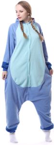 Pyjamas Tieroutfit Schlafanzug Tier Onesies Weihnachten Sleepsuit mit Kapuze Erwachsene Uni Overall Halloween Kostüm Stitch L