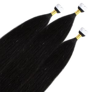 hair2heart Premium Mini Tape Extensions Echthaar - 12 Tapes 40cm 2/0 schwarz