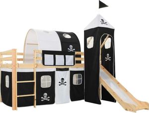The Living Store Kinderhochbett-Rahmen mit Rutsche & Leiter Kiefernholz 97x208cm