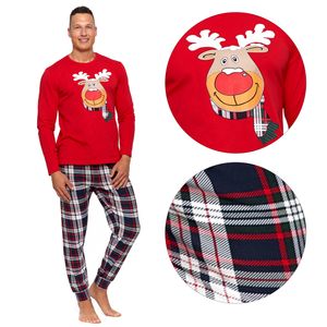 MORAJ Schlafanzug Herren Pyjama Baumwolle Langarm + Pyjamahose Nachtanzug - 5300-006 - Rot - 2XL