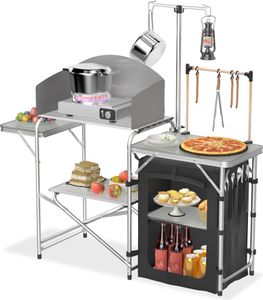 JOIEYOU Camping Kitchen Skládací Camping Kitchen Camping Cabinet Aluminium se 3 pracovními deskami, přihrádkou na skříňku, stojanem na světlo a 4 háčky Outdoor Kitchen Camping Cabinet JOIEYOU Camping Kitchen Skládací Camping Kitchen Camping Cabinet Aluminium se 3 pracovními deskami, přihrádkou na skříňku, stojanem na světlo a 4 háčky Outdoor Kitchen Camping Cabinet