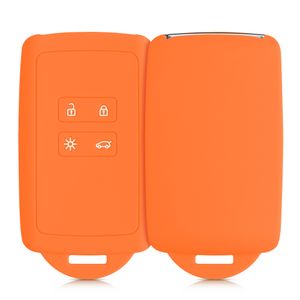 kwmobile Autoschlüssel Hülle kompatibel mit Renault 4-Tasten Smartkey Autoschlüssel (nur Keyless Go) - Silikon Schutzhülle Schlüsselhülle Cover in Fruity Orange