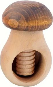 MCBOSON Nussknacker Pilz aus Buchenholz mit Schraubgewinde, sehr massiv, als Pilz Figur, knackt Jede Nuss mit wenig Kraft
