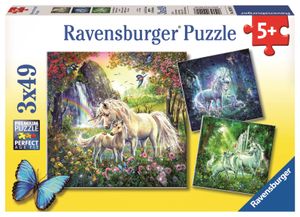 3 x 49 Teile Ravensburger Kinder Puzzle Schöne Einhörner 09291