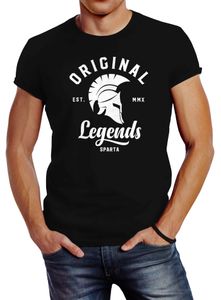 Herren T-Shirt Original Legends Gladiator Sparta Streetwear Slim Fit Neverless® schwarz 4XL