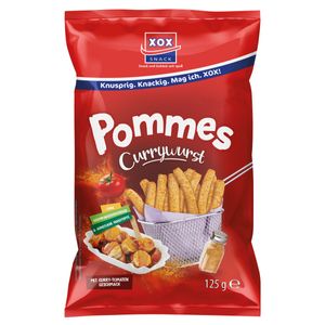 XOX Pommes Snack Currywurst knusprig herzhaft mit Currynote 125g