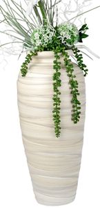 Moderne Deko Vase Blumenvase Bodenvase aus Keramik creme/braun Höhe 50 cm