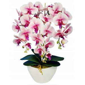Künstliche Orchidee im Topf, weiße und rosa Orchidee 53 cm