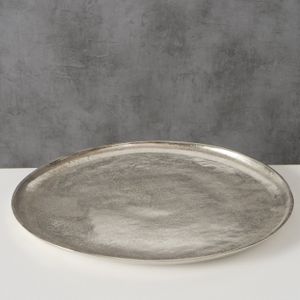 Deko-Tablett, Serviertablett Phönix in silber aus Aluminium, rund, Ø ca. 43 cm