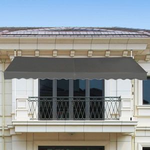 150 x 180 cm Klemmmarkise, Balkonmarkise ohne Bohren, Höhenverstellbare Markise mit Handkurbel, Sonnenschutz Markise für Terrasse Balkon Veranda (Grau)