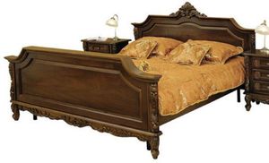 Casa Padrino Luxus Barock Doppelbett Dunkelbraun - Prunkvolles Massivholz Bett - Luxus Schlafzimmer Möbel im Barockstil - Barock Schlafzimmer Möbel - Edel & Prunkvoll