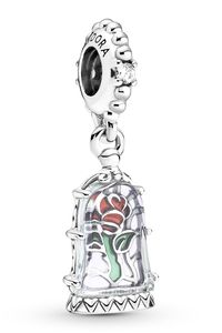 Pandora X Disney Moments Charm Dangle Anhänger 790024C01 Beauty and the Beast Enchanted Rose Sterling Silber 925