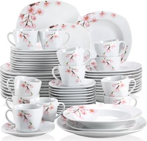 VEWEET jídelní servis "Annie" z porcelánu, 60 kusů kombinovaného servisu, kompletní servis pro 12 osob VEWEET jídelní servis "Annie" z porcelánu, 60 kusů kombinovaného servisu, kompletní servis pro 12 osob