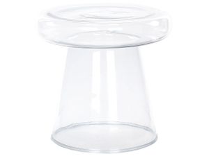 BELIANI Beistelltisch Transparent Glas Glänzend Hoch Rund 39 cm T-Form Pilzform Konisch Retro-Stil Couchtisch für Pflanzen Wohnzimmer Ausstattung