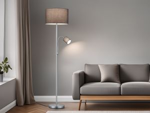 boden-/Leseleuchte Hotel170 cm Stahl/Textil 5 kg silber/braun