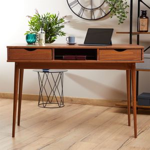 Schreibtisch STEFANO kastanienfarben - Bürotisch mit 2 Schubladen und Fach aus Massivholz, Home Office Tisch, moderner Arbeitstisch Schreibtisch STEFANO kastanienfarben - Bürotisch mit 2 Schubladen und Fach aus Massivholz, Home Office Tisch, moderner Arbeitstisch