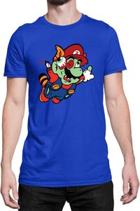 Mario Zombie Fly Herren T-shirt Super Mario Bros Luigi Bowser, L / Blau
